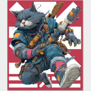 Cybernetic Street Cat - Space Warrior Posters and Art
