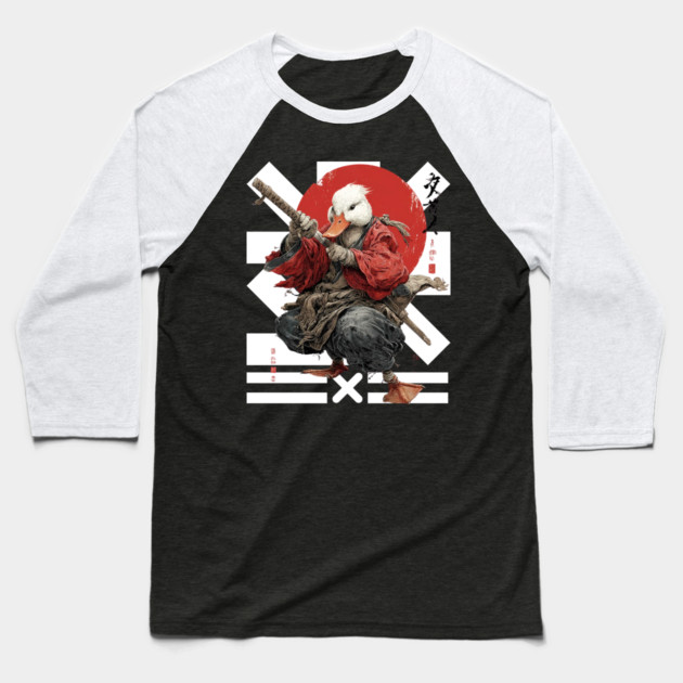 Duck Ronin Samurai Warrior Baseball T-Shirt by TuncGK