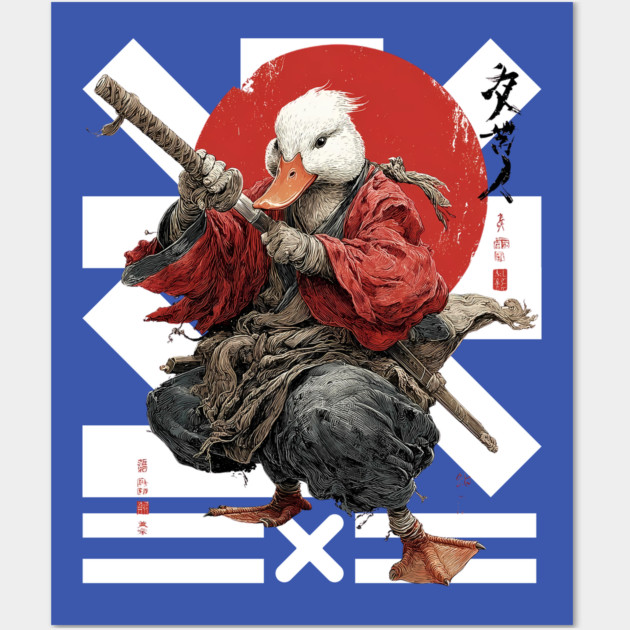 Duck Ronin Samurai Warrior Wall Art by TuncGK