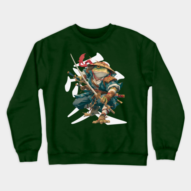 Samurai Frog Warrior with Katana Crewneck Sweatshirt by TuncGK