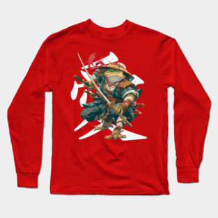 Samurai Frog Warrior with Katana Long Sleeve T-Shirt