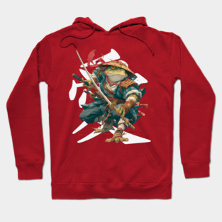 Samurai Frog Warrior with Katana Hoodie