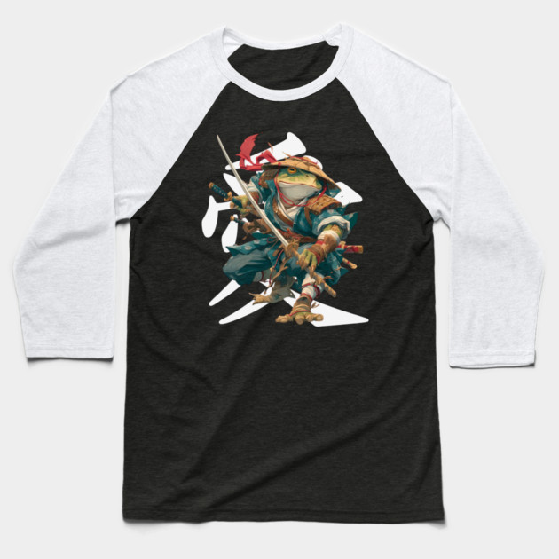 Samurai Frog Warrior with Katana Baseball T-Shirt by TuncGK