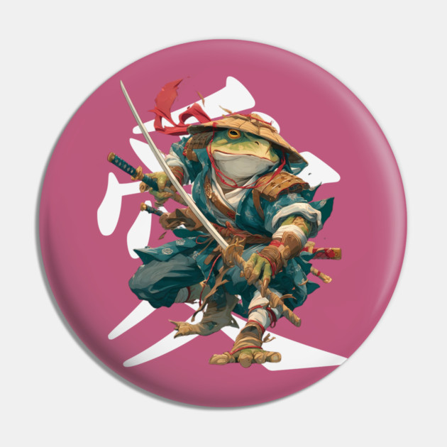 Samurai Frog Warrior with Katana Pin by TuncGK