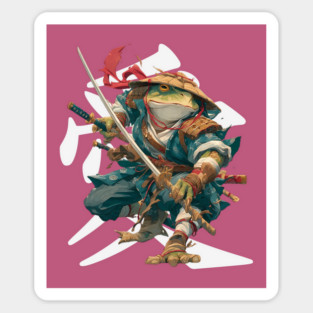 Samurai Frog Warrior with Katana Sticker
