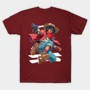 Blue-Haired Anime Gunslinger T-Shirt
