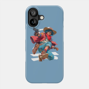 Blue-Haired Anime Gunslinger Phone Case