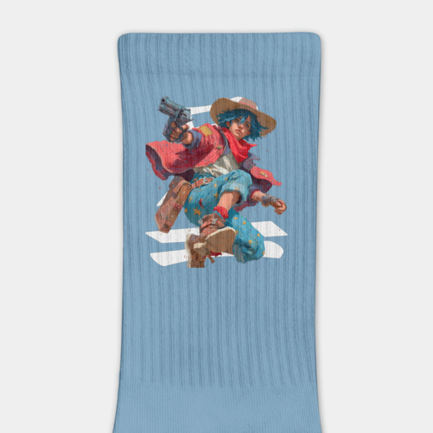 Blue-Haired Anime Gunslinger by TuncGK