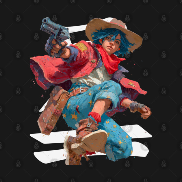 Blue-Haired Anime Gunslinger by TuncGK