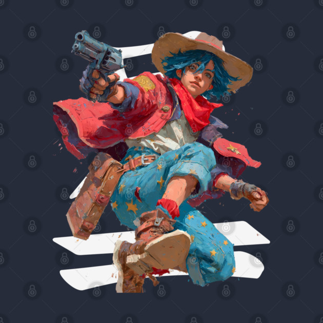Blue-Haired Anime Gunslinger by TuncGK