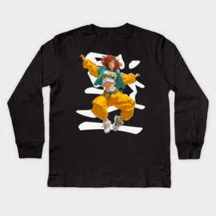 90s Retro Hip Hop Dancer Girl Kids Long Sleeve T-Shirt