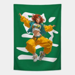 90s Retro Hip Hop Dancer Girl Tapestry