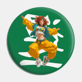 90s Retro Hip Hop Dancer Girl Pin