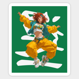 90s Retro Hip Hop Dancer Girl Magnet