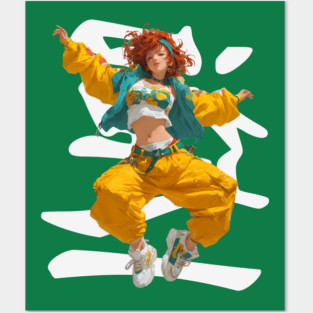 90s Retro Hip Hop Dancer Girl Posters and Art