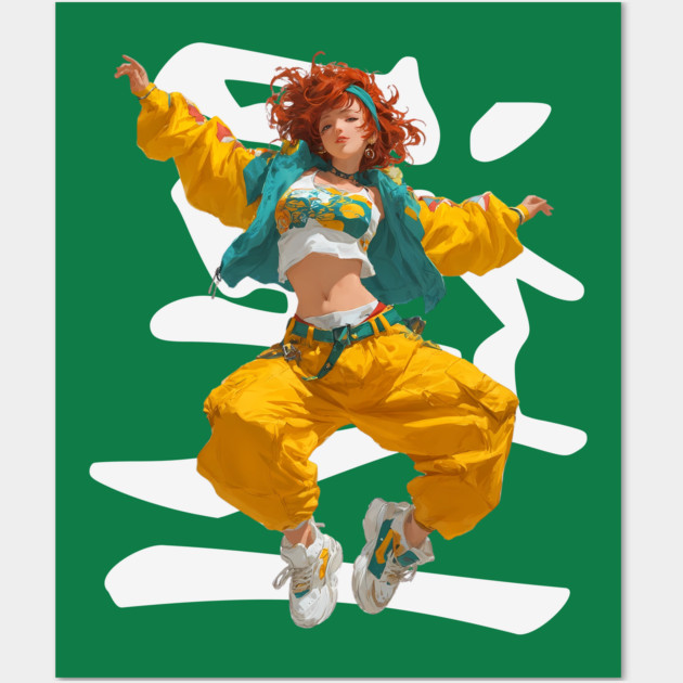 90s Retro Hip Hop Dancer Girl Wall Art by TuncGK