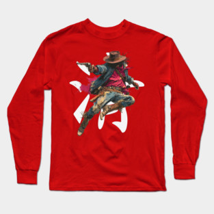 Leaping Gunslinger Cowgirl Long Sleeve T-Shirt