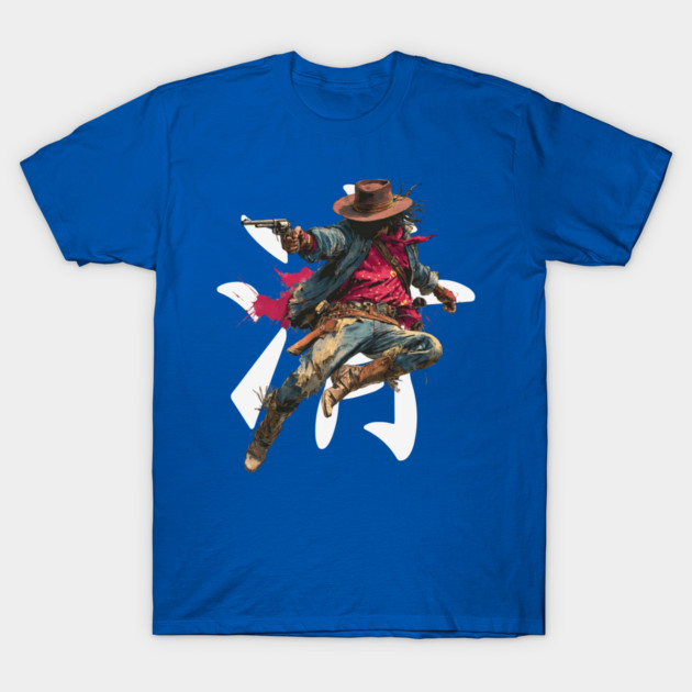 Leaping Gunslinger Cowgirl T-Shirt by TuncGK
