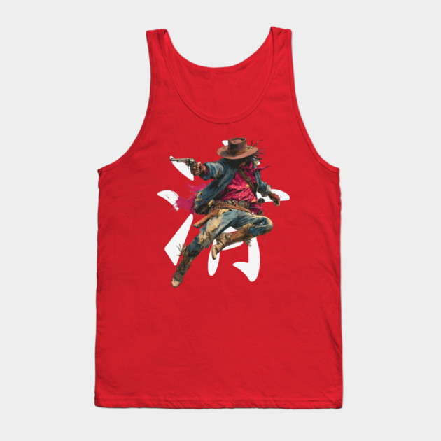 Leaping Gunslinger Cowgirl Tank Top by TuncGK
