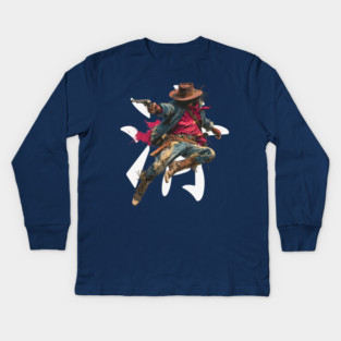 Leaping Gunslinger Cowgirl Kids Long Sleeve T-Shirt