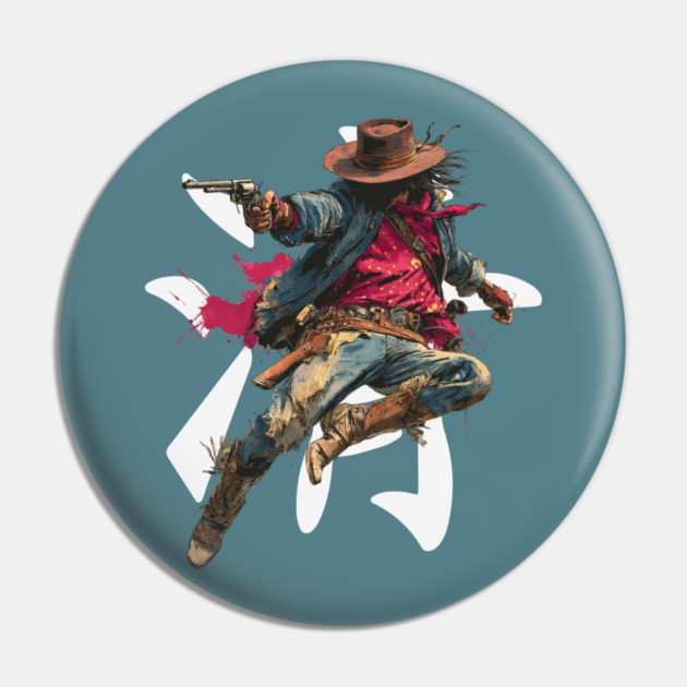 Leaping Gunslinger Cowgirl Pin by TuncGK