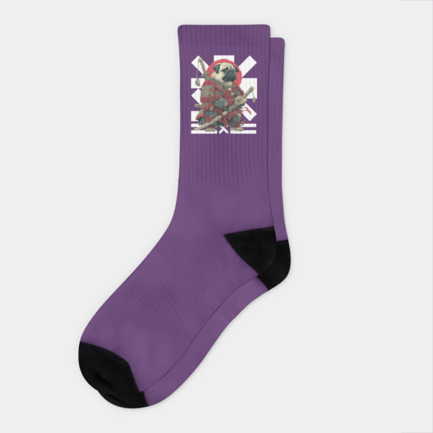 Bushido Pug: The Samurai Dog Warrior Socks by TuncGK