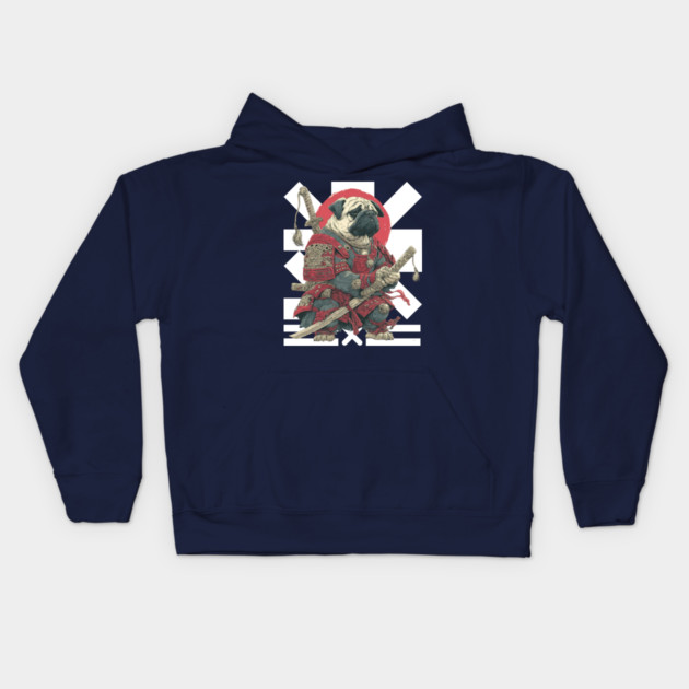 Bushido Pug: The Samurai Dog Warrior Kids Hoodie by TuncGK