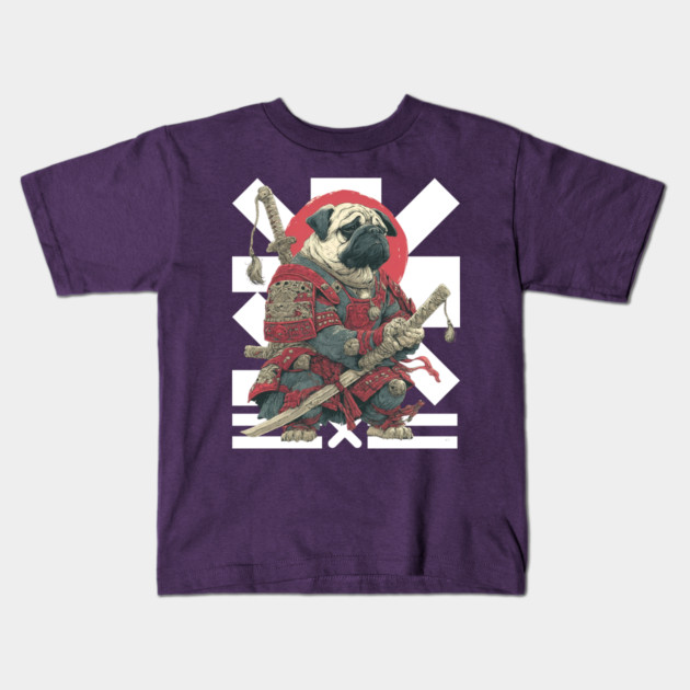 Bushido Pug: The Samurai Dog Warrior Kids T-Shirt by TuncGK