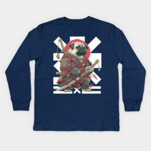 Bushido Pug: The Samurai Dog Warrior Kids Long Sleeve T-Shirt
