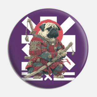 Bushido Pug: The Samurai Dog Warrior Pin