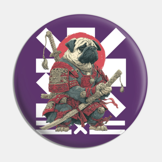 Bushido Pug: The Samurai Dog Warrior Pin by TuncGK