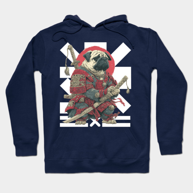 Bushido Pug: The Samurai Dog Warrior Hoodie by TuncGK