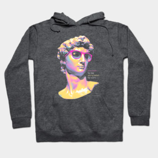 Art Piece By Day, Party Beast By Night - Neon David 80s Retro Pixel Statue Art Hoodie