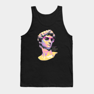 Art Piece By Day, Party Beast By Night - Neon David 80s Retro Pixel Statue Art Tank Top