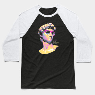 Art Piece By Day, Party Beast By Night - Neon David 80s Retro Pixel Statue Art Baseball T-Shirt