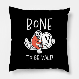 Bone to Be Wild – Funny Halloween Skeleton Riding Ghost Design Pillow
