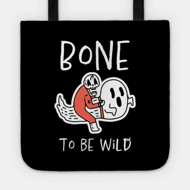 Bone to Be Wild – Funny Halloween Skeleton Riding Ghost Design Tote by Butter Creative