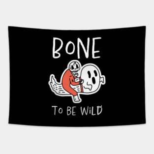 Bone to Be Wild – Funny Halloween Skeleton Riding Ghost Design Tapestry