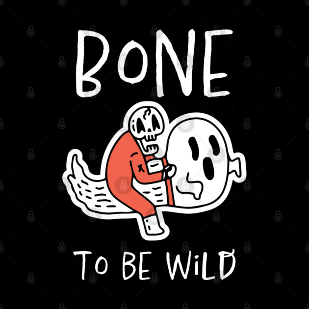 Bone to Be Wild – Funny Halloween Skeleton Riding Ghost Design by Butter Creative