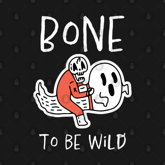 Bone to Be Wild – Funny Halloween Skeleton Riding Ghost Design by Butter Creative
