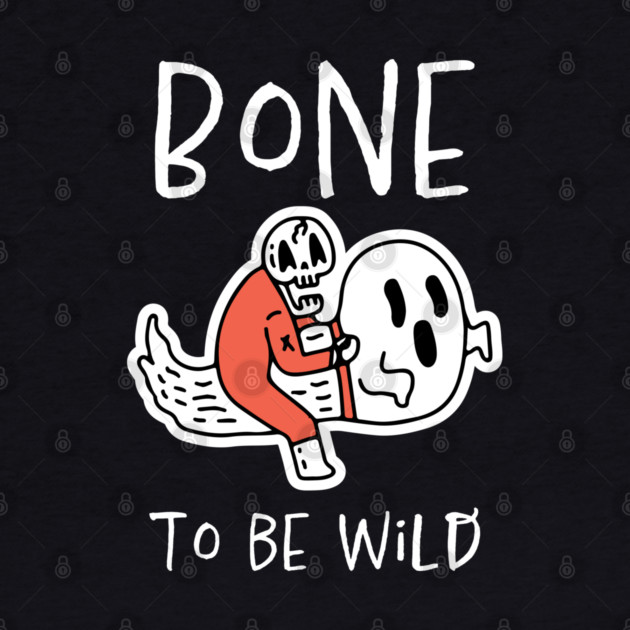 Bone to Be Wild – Funny Halloween Skeleton Riding Ghost Design by Butter Creative