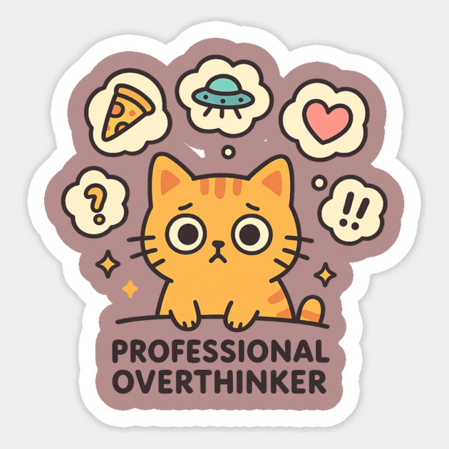 Professional Overthinker Cute Cat Design Magnet by Anne Lee