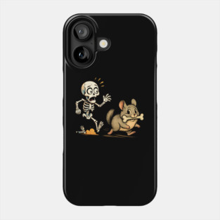 Funny Skeleton Chasing Chinchilla Halloween Chinchilla Lover Phone Case