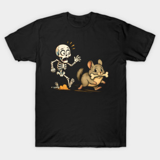 Funny Skeleton Chasing Chinchilla Halloween Chinchilla Lover T-Shirt