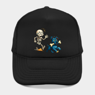 Funny Skeleton Chasing Boxer Halloween Boxer Lover Hat