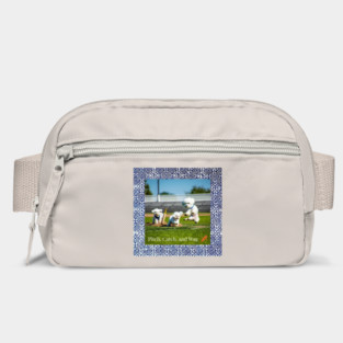 Pitch, Catch and Wag – Dogs Playing Baseball with Indigo Hmong Tribal Pattern Bag