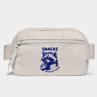 Funny Raccoon Snacks Make Me Nicer, Cute Animal Foodie, Retro Vintage Snack Lover, Funny Raccoon Meme Bag