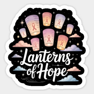 Lanterns of Hope Breast Cancer Awareness Tee Pink Ribbon Sticker