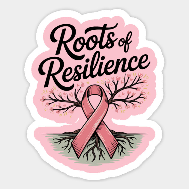 Roots of Resilience Breast Cancer Awareness Pink Ribbon Tree Magnet by ism's Store
