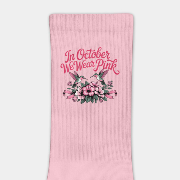 Brest Cancer October Month We Wear Pink Hummingbird Garden by ism's Store